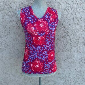 TERRY Women's Sleeveless Floral Cycling Jersey Tank Top Back Pockets - Small